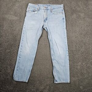 Levis 502 32x30 Mens Tapered Light Wash Denim Jeans Distressed